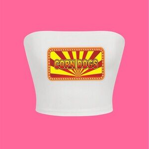 White Tube Top with Corn Dogs Graphic